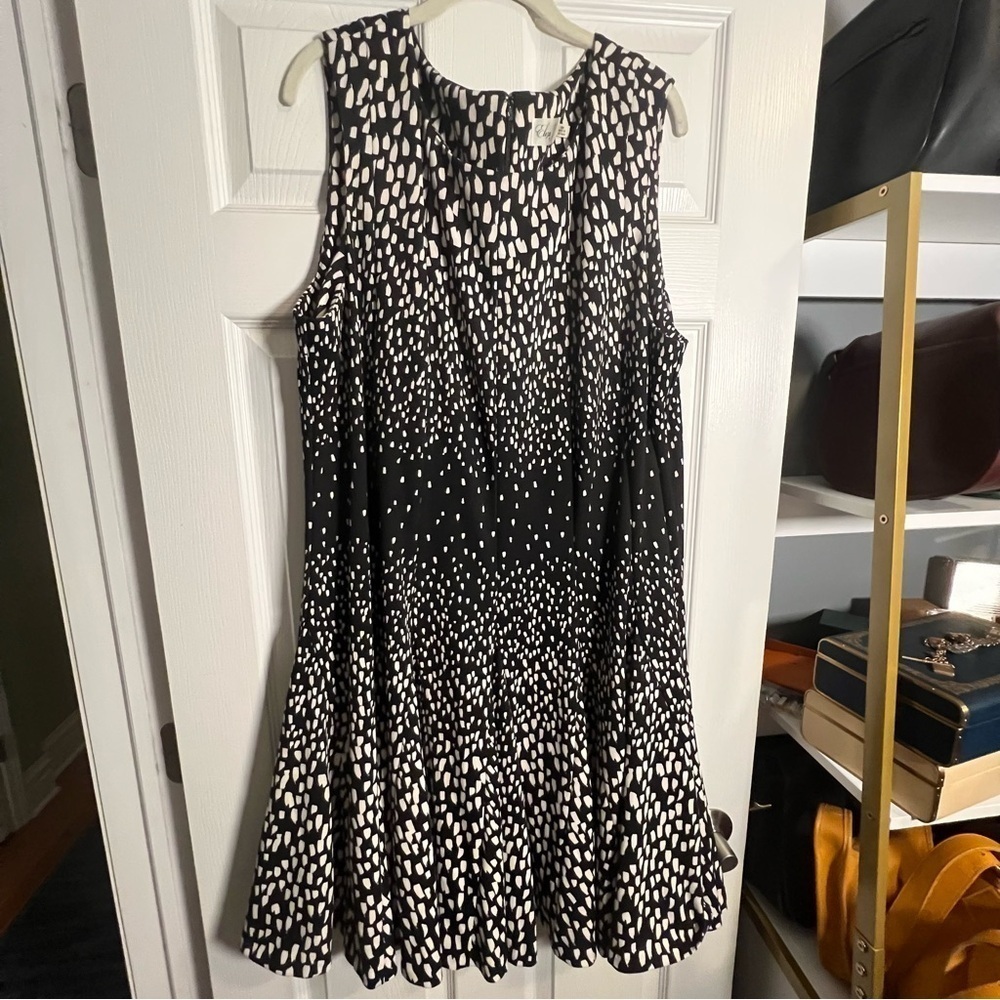 Eliza J 'Degrade' Gradient Print Fit & Flare Dress black white Size 22W